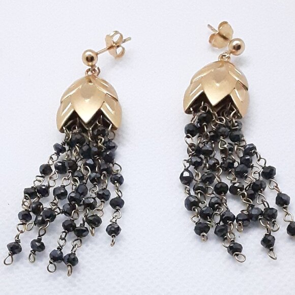 Designer Rebecca Hook yellow vermeil leaf chain post earrings - Picture 11 of 15